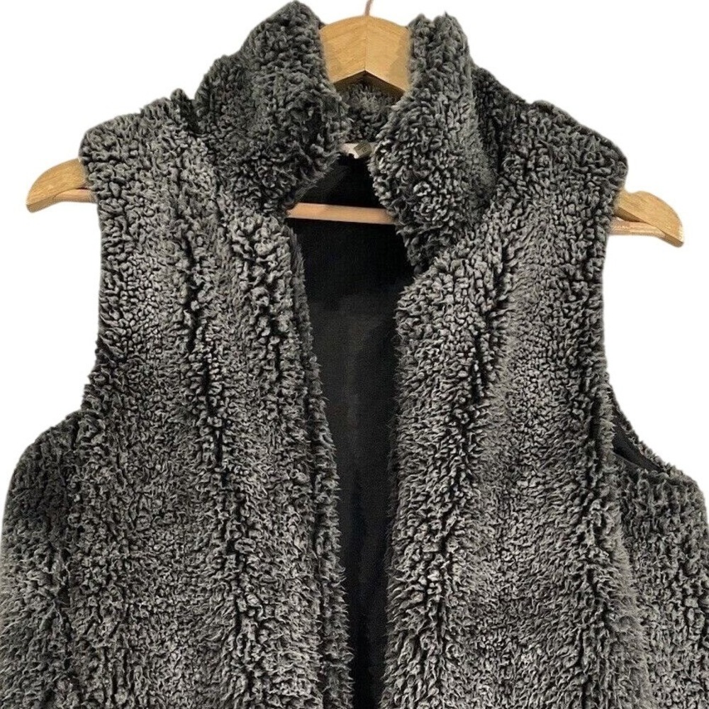 Altard State Grey Sherpa Fleece‎ Vest Women's Small Stand Collar Pockets
